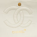 Chanel Medium Classic Vintage Double Flap Bag In White Quilted Lambskin And 24K Gold-Plated Hardware