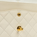 Chanel Medium Classic Vintage Double Flap Bag In White Quilted Lambskin And 24K Gold-Plated Hardware
