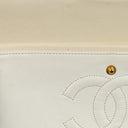 Chanel Medium Classic Vintage Double Flap Bag In White Quilted Lambskin And 24K Gold-Plated Hardware