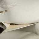 Chanel Medium Classic Vintage Double Flap Bag In White Quilted Lambskin And 24K Gold-Plated Hardware