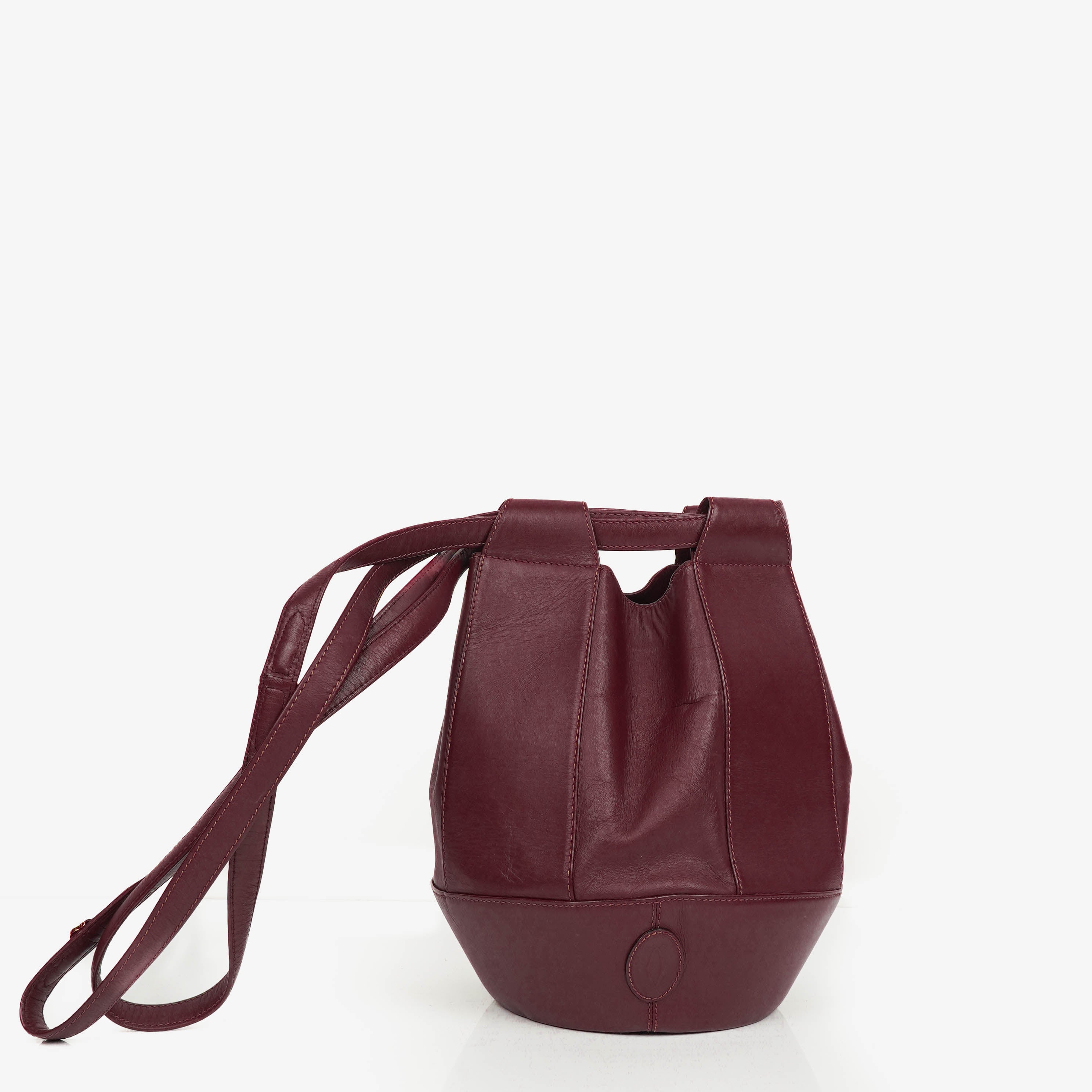 Cartier Must De Cartier Burgunderrote Leder kleine Bucket-Tasche