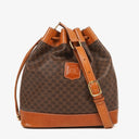 Celine Vintage Macadam Triomphe Drawstring Bucket Bag