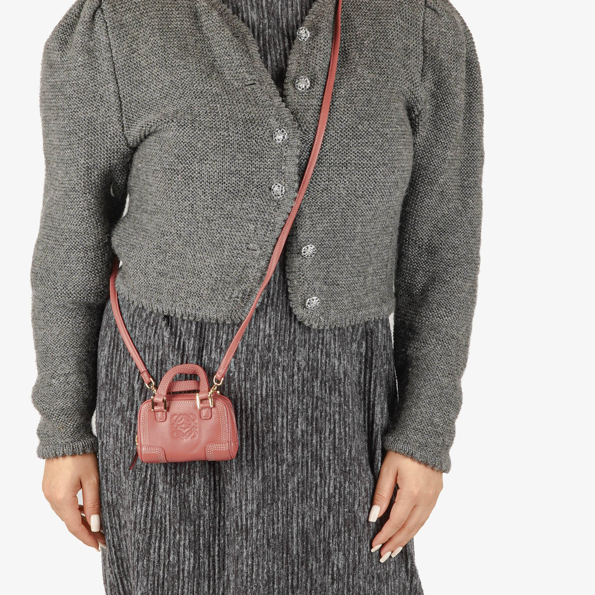 Loewe Micro Mini Amazona Dusty Rose Leather Bag