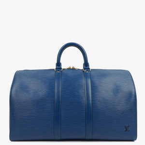 Louis Vuitton Keepall 45 Blue EPI Leather Travel Bag