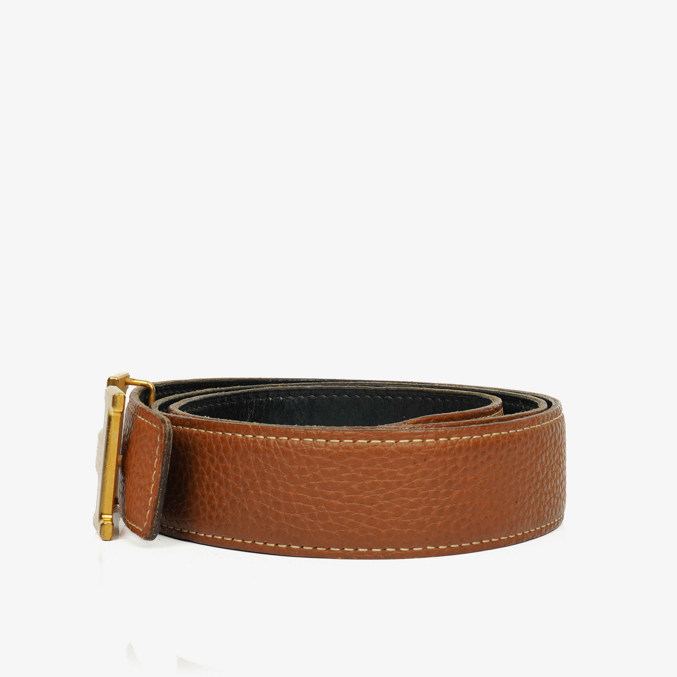 Hermes Black/Gold Togo H 30mm Belt 85