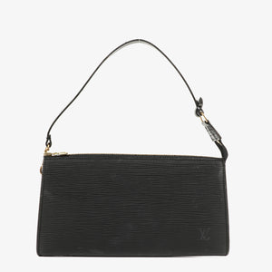 Louis Vuitton Pochette Accessoires Black EPI Leather Clutch Handbag