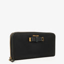 Prada Black Nylon Bow Zip-Around Long Wallet