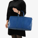 Louis Vuitton Keepall 45 Blue EPI Leather Travel Bag