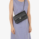 Chanel Medium Classic Black Quilted Caviar Double Flap Bag With Silver - Tone Hardware