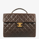 Chanel CC Maxi Logo Dark Brown Briefcase