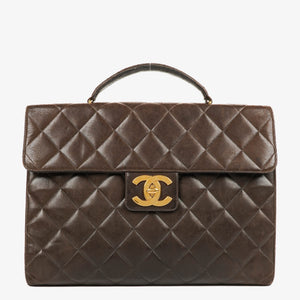 Chanel CC Maxi Logo Dark Brown Briefcase