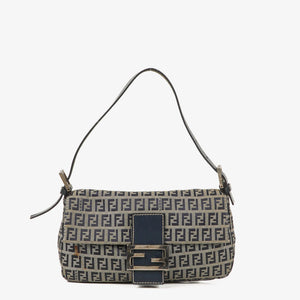 Fendi FF Navy Zucchino Baguette