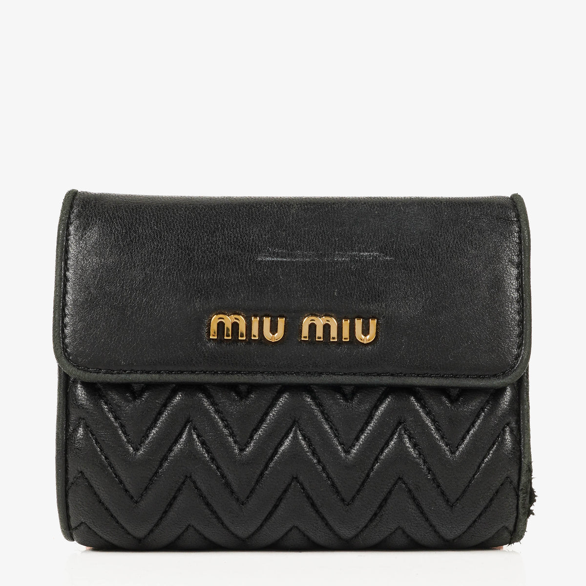Miu Miu Matelassé Nappa Impunture Nero Wallet