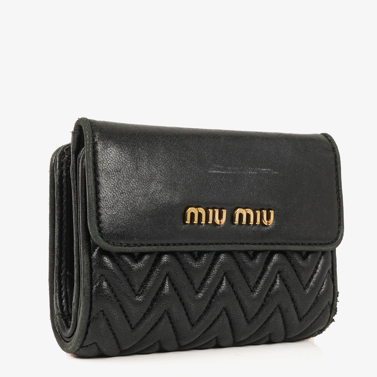 Miu Miu Matelassé Nappa Impunture Nero Wallet