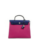 Hermes Herbag Zip 31 PM Sapphire Blue Hunter Cowhide Magnolia Canvas With Palladium Hardware
