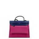Hermes Herbag Zip 31 PM Sapphire Blue Hunter Cowhide Magnolia Canvas With Palladium Hardware