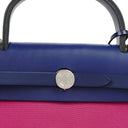Hermes Herbag Zip 31 PM Sapphire Blue Hunter Cowhide Magnolia Canvas With Palladium Hardware