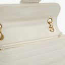 Chanel White Horizontal Quilted Small Double Flap Bag With 24K Gold-Plated Hardware
