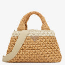 Prada Convertible Open Woven Raffia Tote Bag