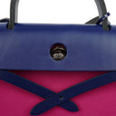 Hermes Herbag Zip 31 PM Sapphire Blue Hunter Cowhide Magnolia Canvas With Palladium Hardware