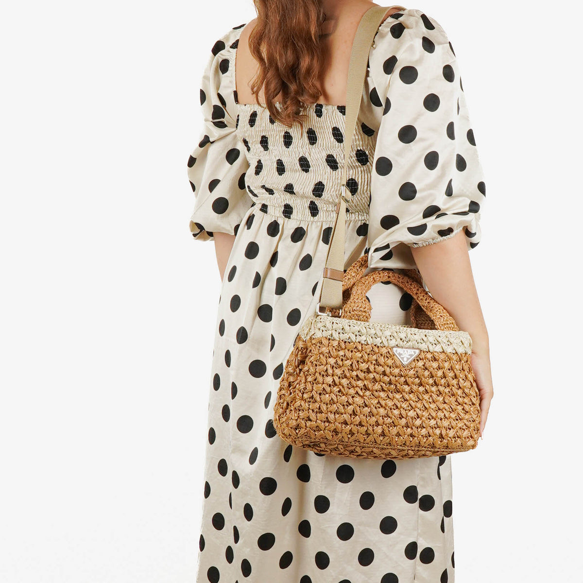Prada Convertible Open Woven Raffia Tote Bag