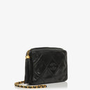 Chanel Vintage CC Black Quilted Lambskin Medium Camera Tassel Shoulder Bag