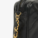 Chanel Vintage CC Black Quilted Lambskin Medium Camera Tassel Shoulder Bag