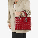 Dior Lady Dior Vintage Large Red Patent Calfskin Handbag