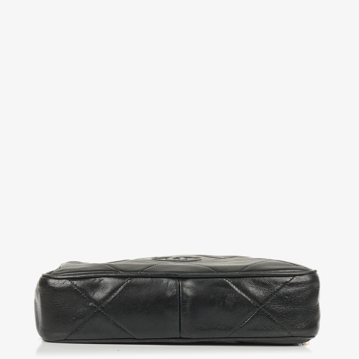 Chanel Vintage CC Black Quilted Lambskin Medium Camera Tassel Shoulder Bag
