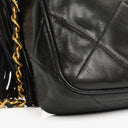 Chanel Vintage CC Black Quilted Lambskin Medium Camera Tassel Shoulder Bag