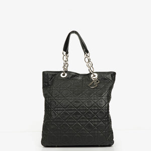 Christian Dior Black Leather Soft Shopping Tote