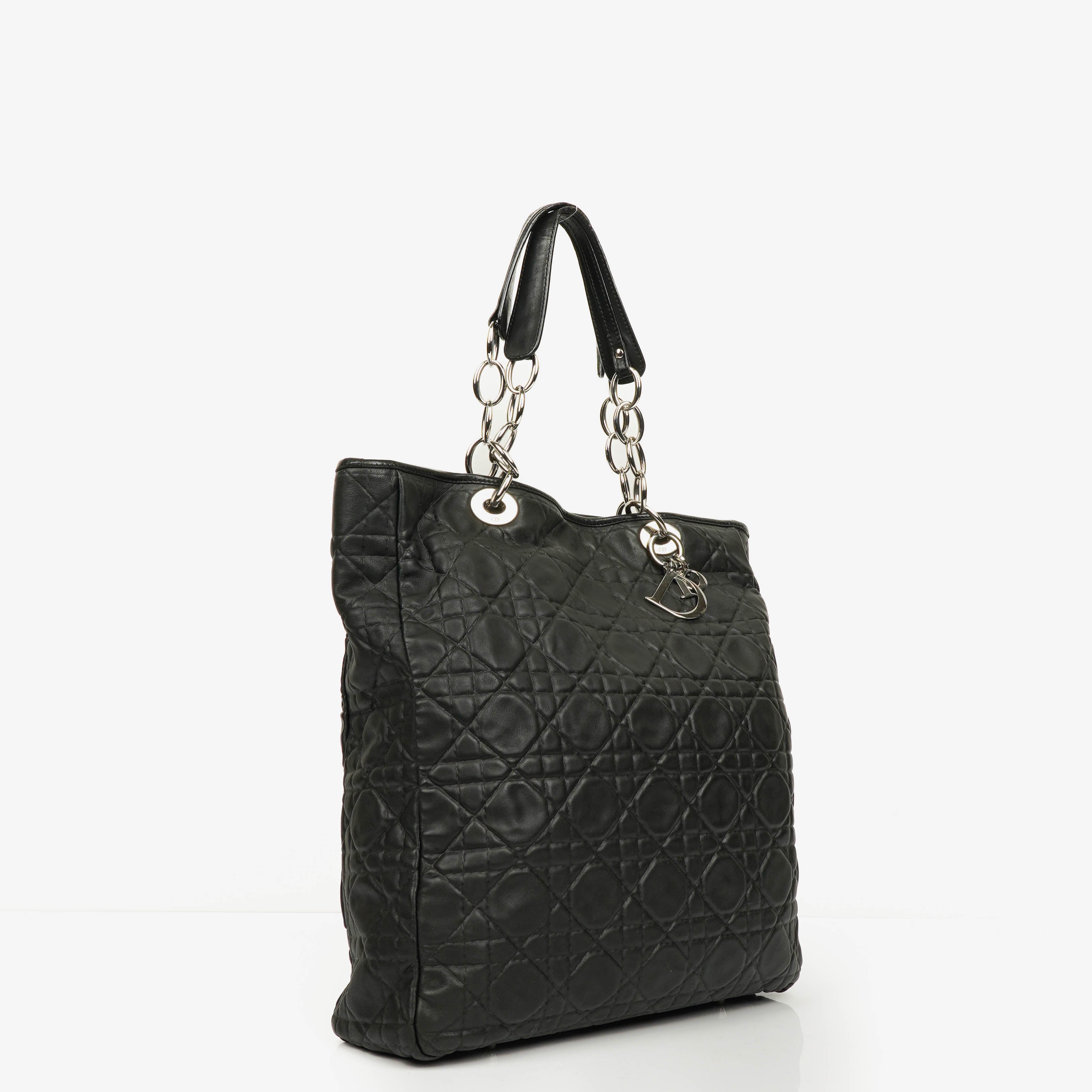 Christian Dior Black Leather Soft Shopping Tote
