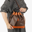 Celine Vintage Macadam Triomphe Drawstring Bucket Bag