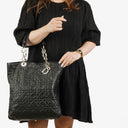 Christian Dior Black Leather Soft Shopping Tote