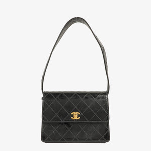 Chanel Top Handle Black Patent Leather Bag