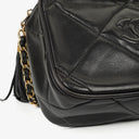 Chanel Vintage Camera Tassel Bag CC Black Quilted Leather