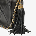 Chanel Vintage Camera Tassel Bag CC Black Quilted Leather