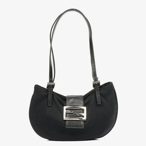 Fendi Vintage Neoprene Black Half-Moon Hobo Bag
