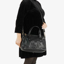 Gucci Black Pebbled Leather Soho Tassel Top Handle Bag
