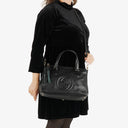Gucci Black Pebbled Leather Soho Tassel Top Handle Bag