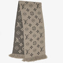 Louis Vuitton Logomania Wool Silk Scarf Grey