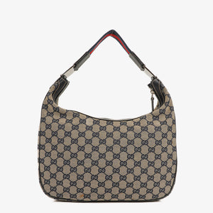 Gucci Charmy Navy GG Canvas Sherry Line Hobo Bag