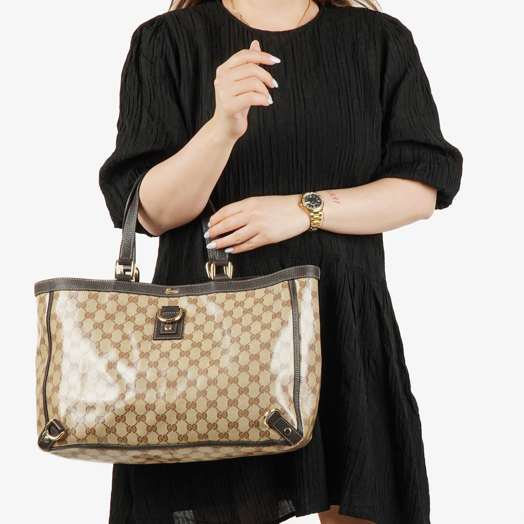 Gucci GG Crystal Abbey D-Ring Hobo-Tasche