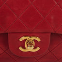 Chanel Vintage Classic Medium Double Flap Bag in Quilted Red Lambskin with 24-karat Gold-Plated Hardware