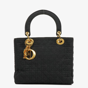Christian Dior Lady Dior Black Nylon Cannage Bag