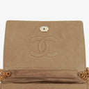 Chanel Beige Quilted Leather Vintage Full Flap Wallet On Chain WOC With Gold-Tone Hardware