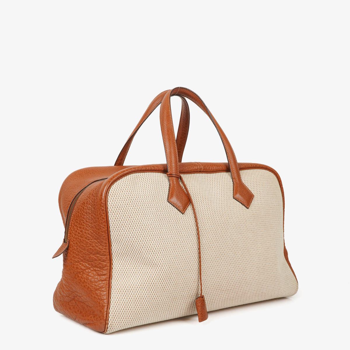Hermes Victoria I 43 Toile Clemence Leather Travel Bag