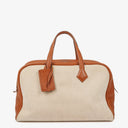 Hermes Victoria I 43 Toile Clemence Leather Travel Bag