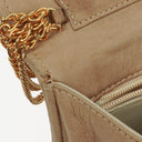 Chanel Beige Quilted Leather Vintage Full Flap Wallet On Chain WOC With Gold-Tone Hardware