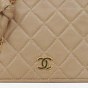 Chanel Beige Quilted Leather Vintage Full Flap Wallet On Chain WOC With Gold-Tone Hardware